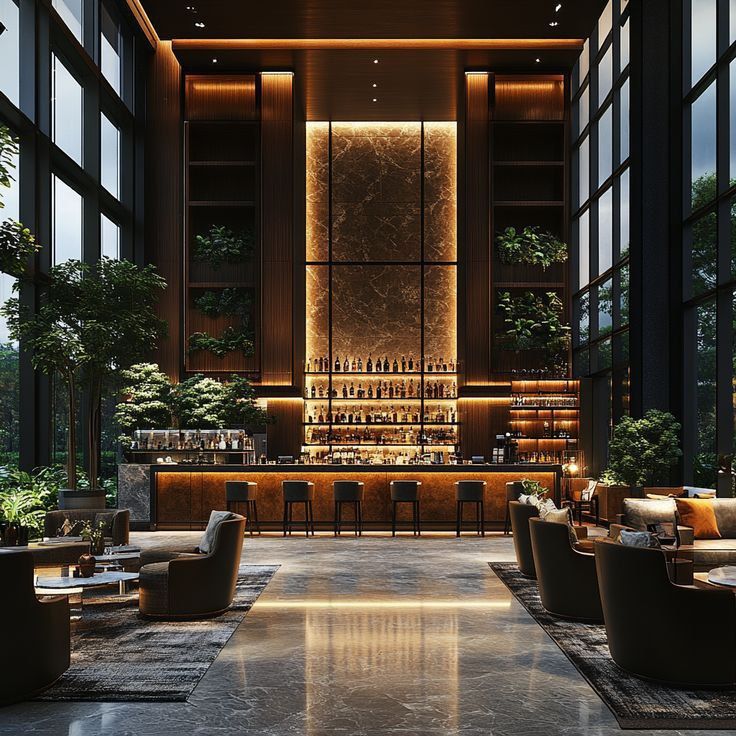 Sophisticated bar and lounge area